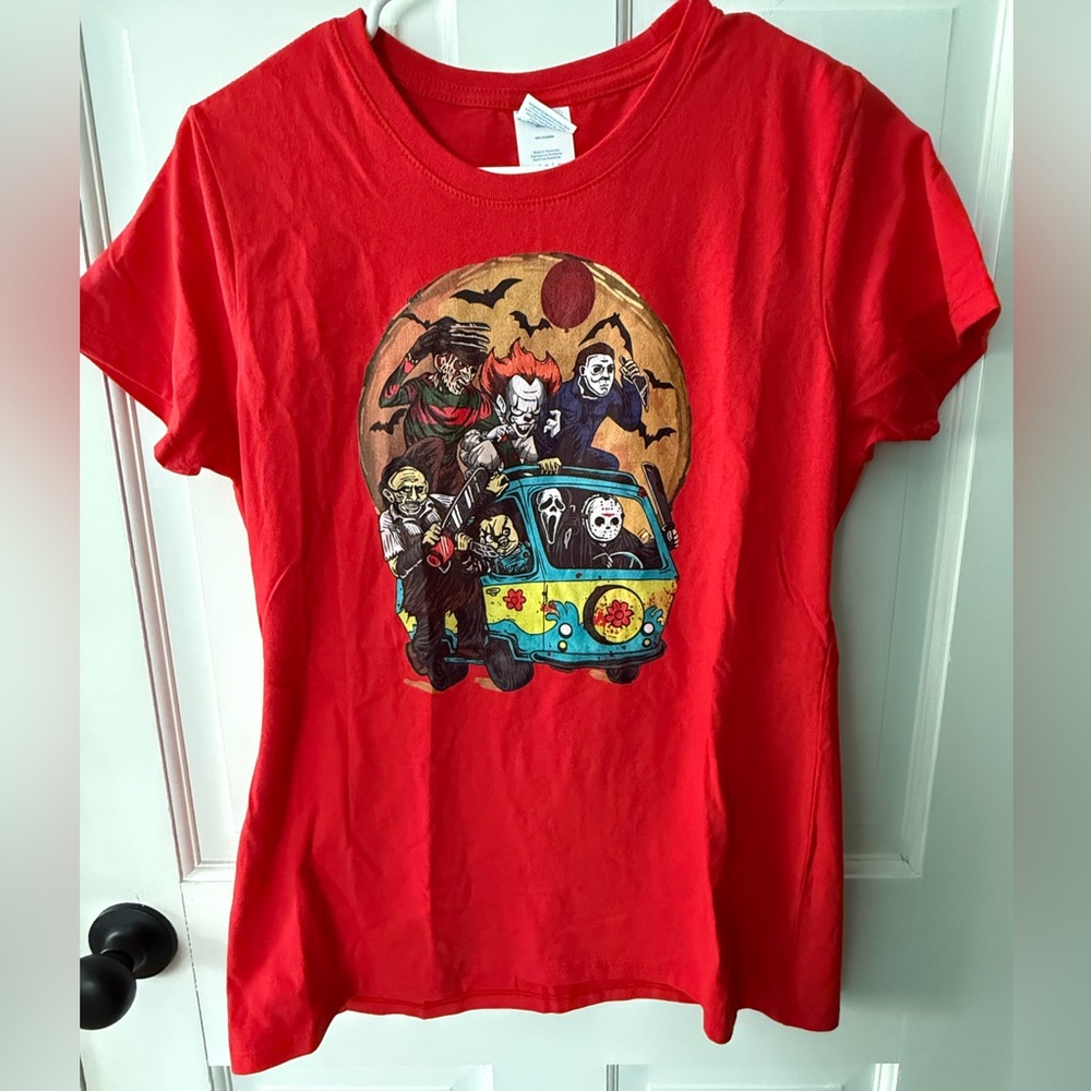 Red Graphic T-Shirt Horror Characters Scooby Gang